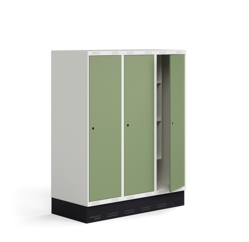1492978-1 Elevskåp ROZ 3 sektioner, inkl. sockel, 1510x1200x550 mm, grön