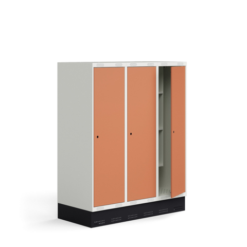 Elevskåp ROZ 3 sektioner, inkl. sockel, 1510x1200x550 mm, röd