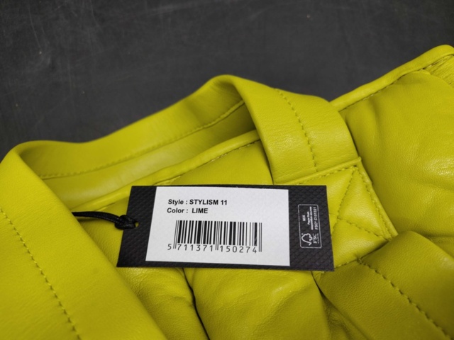 1461313-5 Handväska - Stylism Denmark, modell 11, lime, quiltad shopper, äkta fårskinn