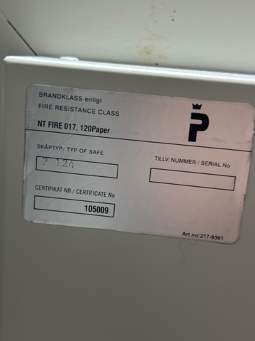 1367204-4 Kassaskåp - P124, NT FIRE 017 (120P)