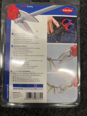 1494585-3 2 pcs Electrician's scissors, Knipex 9505155 SB