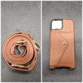1461344-1 Mobilskal + tillbehör, 50  st, Galio – iPhone 13, brunt läder, kortfack, axelrem