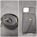 1461342-1 Mobilskal + tillbehör, 50  st, Galio – iPhone 13, svart läder, kortfack, axelrem