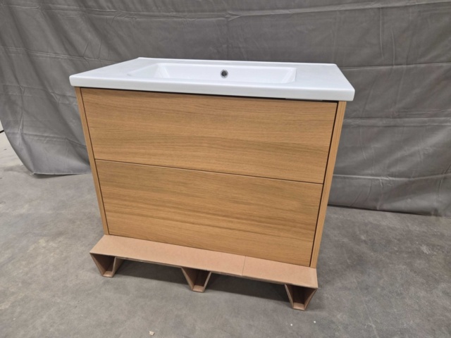 1495501-1 Bathroom chest of drawers 82 cm - demoex with washbasin, drawer interior, electrical outlet
