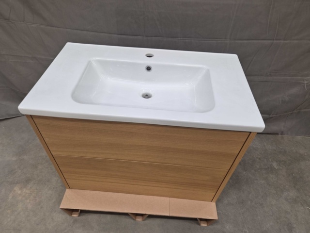 1495501-2 Bathroom chest of drawers 82 cm - demoex with washbasin, drawer interior, electrical outlet