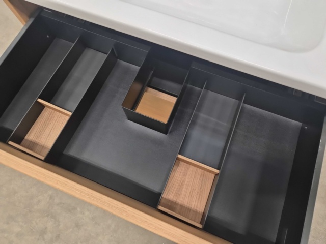 1495501-4 Bathroom chest of drawers 82 cm - demoex with washbasin, drawer interior, electrical outlet