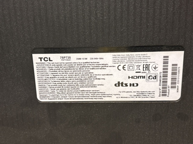 1469191-4 Smart TV 75" - TCL 75P735