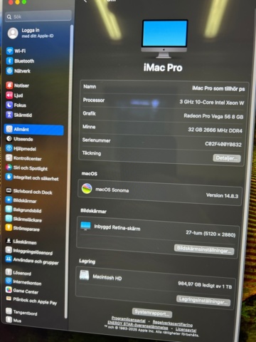 1497302-4 Stationär dator 27'' med tillbehör - Apple iMac Pro