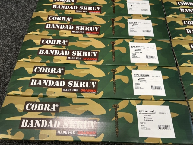 1498948-2 Ca 7500 st Gipsskruv mot stål bandad Grabber 3.8x51mm