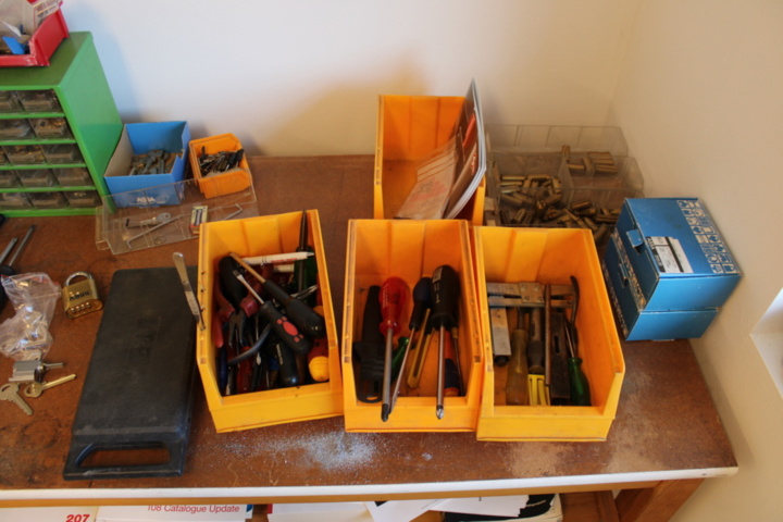 1476285-8 Tools and equipment in the locksmith workshop