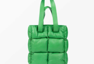 1461315 Handväska - Stylism Denmark, modell 11, grön, quiltad shopper, äkta fårskinn