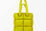 1461313 Handväska - Stylism Denmark, modell 11, lime, quiltad shopper, äkta fårskinn