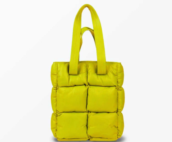 1461313-1 Handväska - Stylism Denmark, modell 11, lime, quiltad shopper, äkta fårskinn