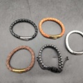 1502448-2 Armband 5 st - Perle Fini, flätat läderarmband, dubbelpärlarmband 6 mm