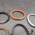 1502448-4 Armband 5 st - Perle Fini, flätat läderarmband, dubbelpärlarmband 6 mm