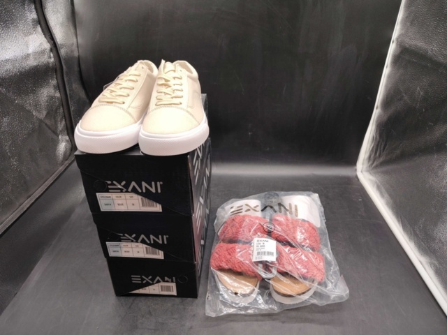 1502633-1 Shoes, 4 pairs - Exani, size 38, beige sneakers, pink slippers