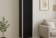 1505513 Revel white display cabinet 200x40 cm - Tinted glass