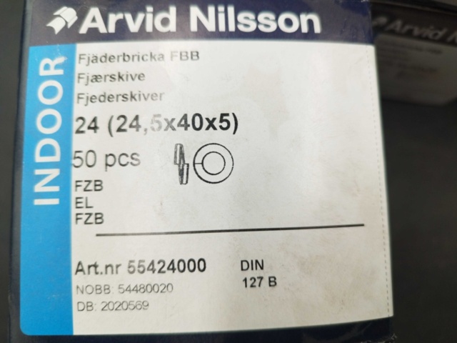 1480243-4 Fjäderbrickor, 12 lådor - Arvid Nilsson, 24,5x40x5 mm, DIN 127 B, för inomhusbruk