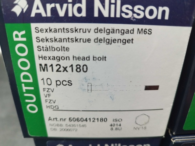 1480288-3 Hexagon screw M12x180, 8 boxes - Arvid Nilsson