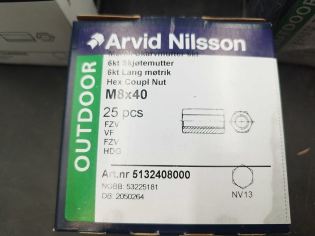 1506867-3 Splice nut 20 boxes - Arvid Nilsson, M8x40