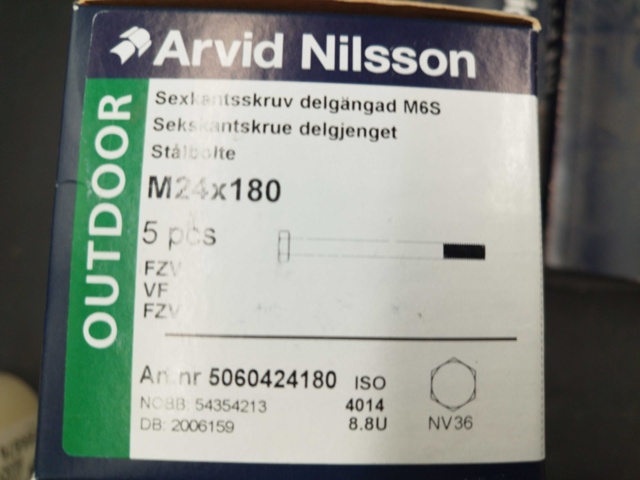 1506872-3 Hexagon screw M24x180, 4 boxes - Arvid Nilsson