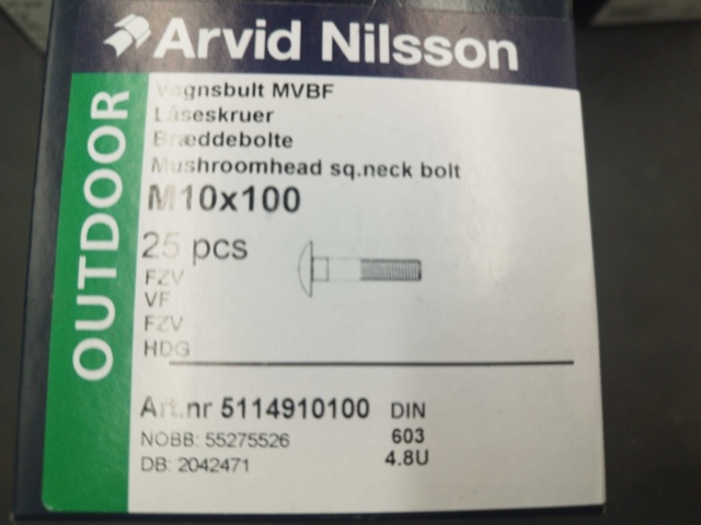 1506962-4 Carriage bolt M10x100, 8 boxes - Arvid Nilsson