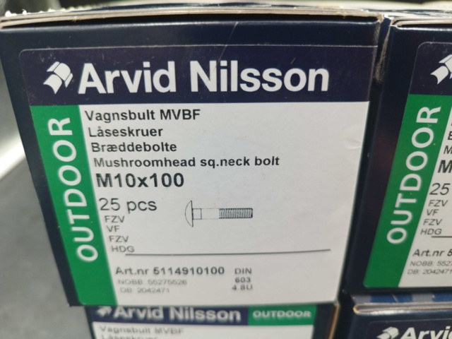 1506964-3 Vagnsbult M10x100, 8 st lådor - Arvid Nilsson