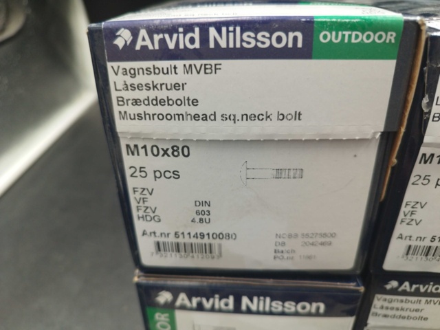 1507693-3 Vagnsbult 8 st lådor - Arvid Nilsson, M10x80