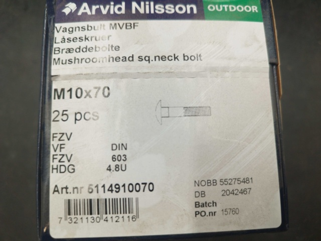 1507697-4 Vagnsbult 10 st lådor - Arvid Nilsson, M10x70