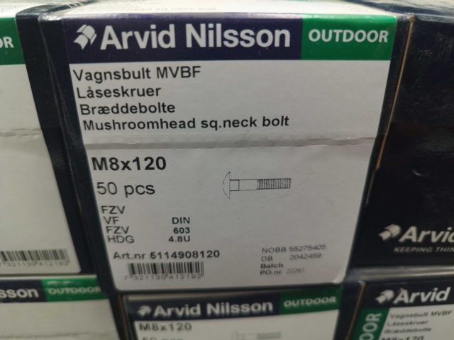 1507750-3 Vagnsbult 8 st lådor - Arvid Nilsson, M8x120, varmförzinkad