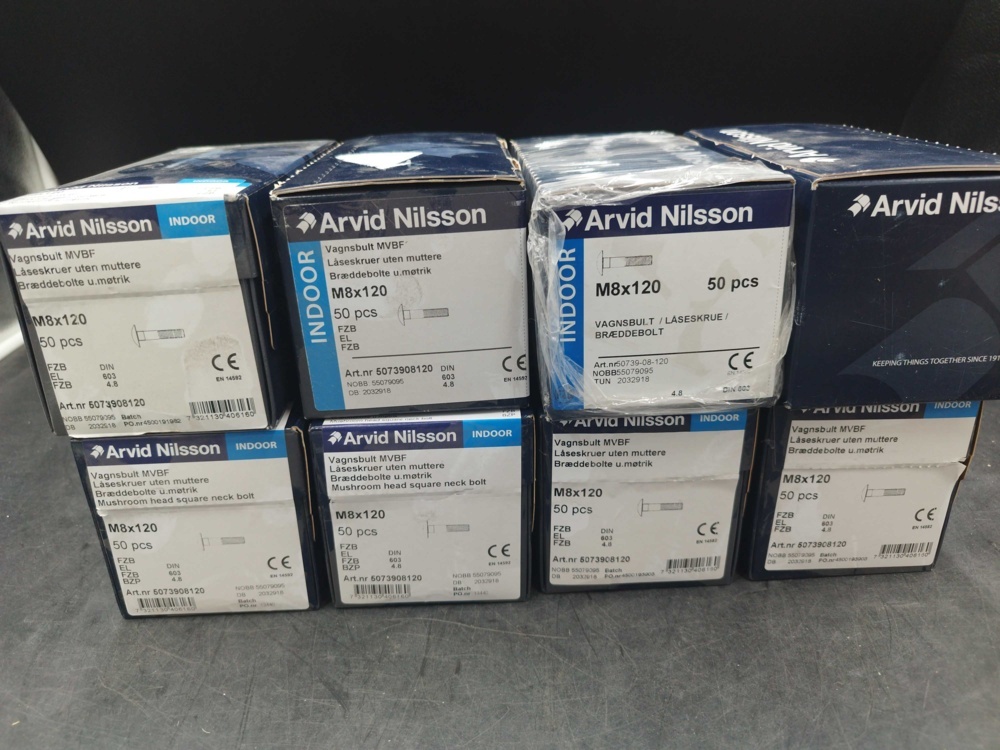 1508163-2 Carriage bolt M8x120 8 boxes - Arvid Nilsson