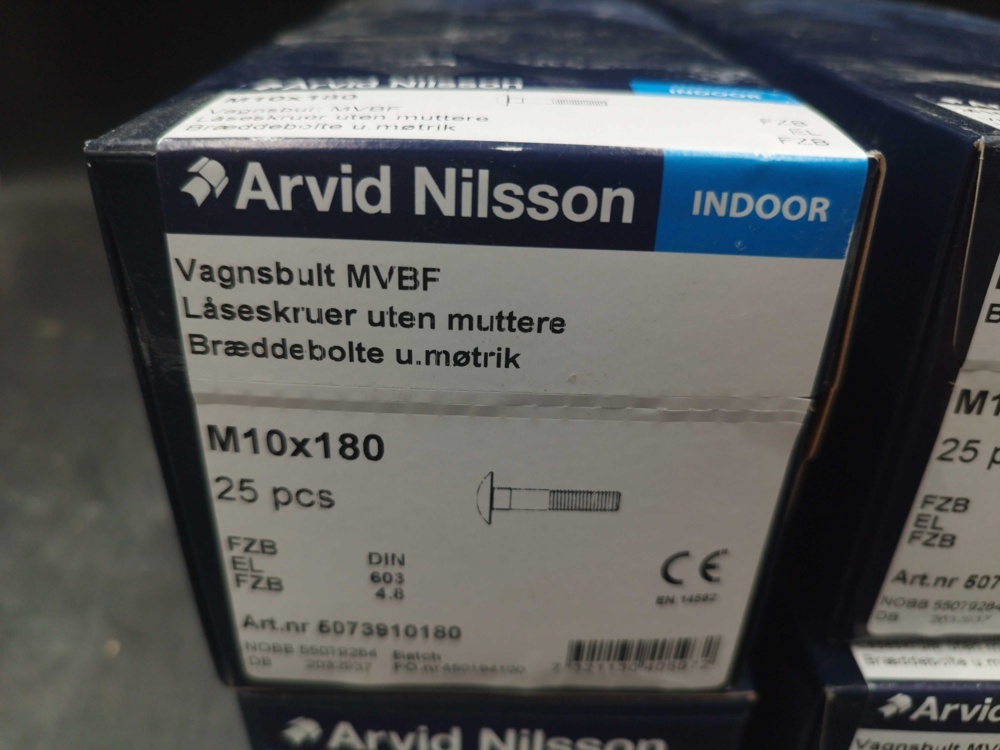 1508207-2 Vagnsbult M10x180 4 st lådor - Arvid Nilsson