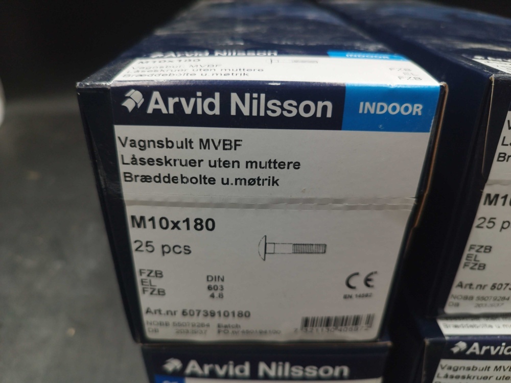 1508212-2 Carriage bolt M10x180 4 boxes - Arvid Nilsson