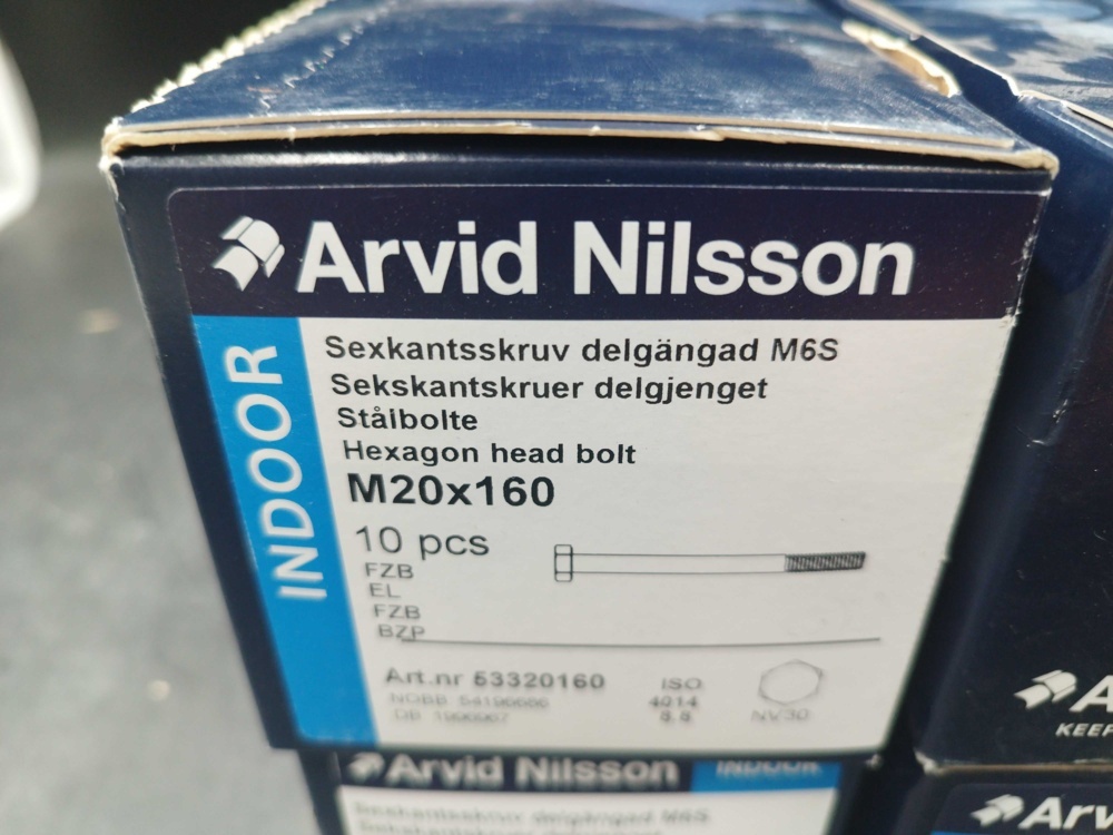 1508226-2 Sexkantskruv M20x160 4 st lådor - Arvid Nilsson