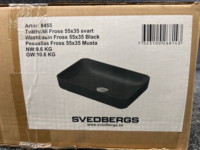 1507295-3 Tvättställ Svedbergs Fross 55x35 svart