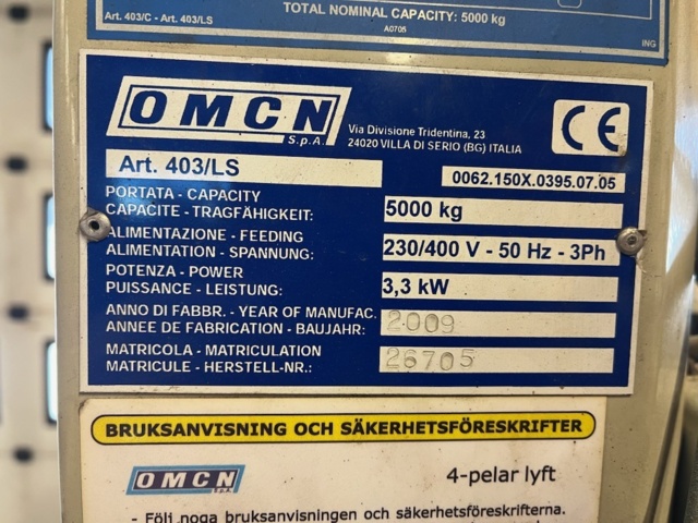 1508375-21 4 pillar lift 5000kg OMCN 403/LS 2009