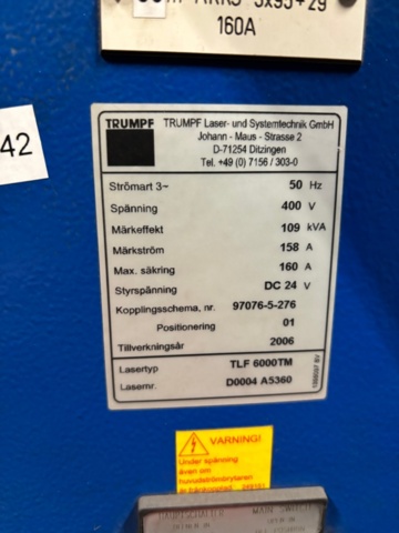 1475185-36 Laserskäranläggning - TRUMPF TruMatic L 3050 -2006