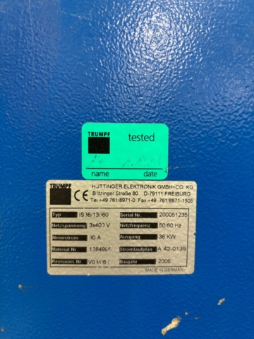 1475185-38 Laserskäranläggning - TRUMPF TruMatic L 3050 -2006