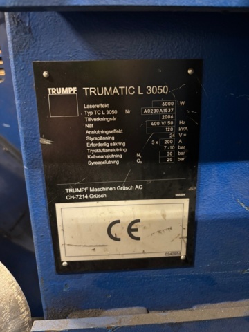 1475185-41 Laserskäranläggning - TRUMPF TruMatic L 3050 -2006