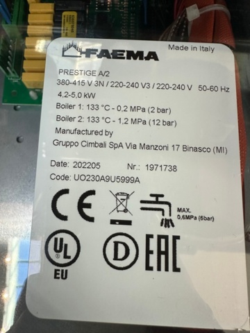 1473141-5 Espresso machine - Faema Prestige AA/2 -2022