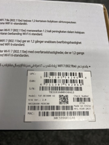 1501262-3 Router ASUS TUF gaming BE3600