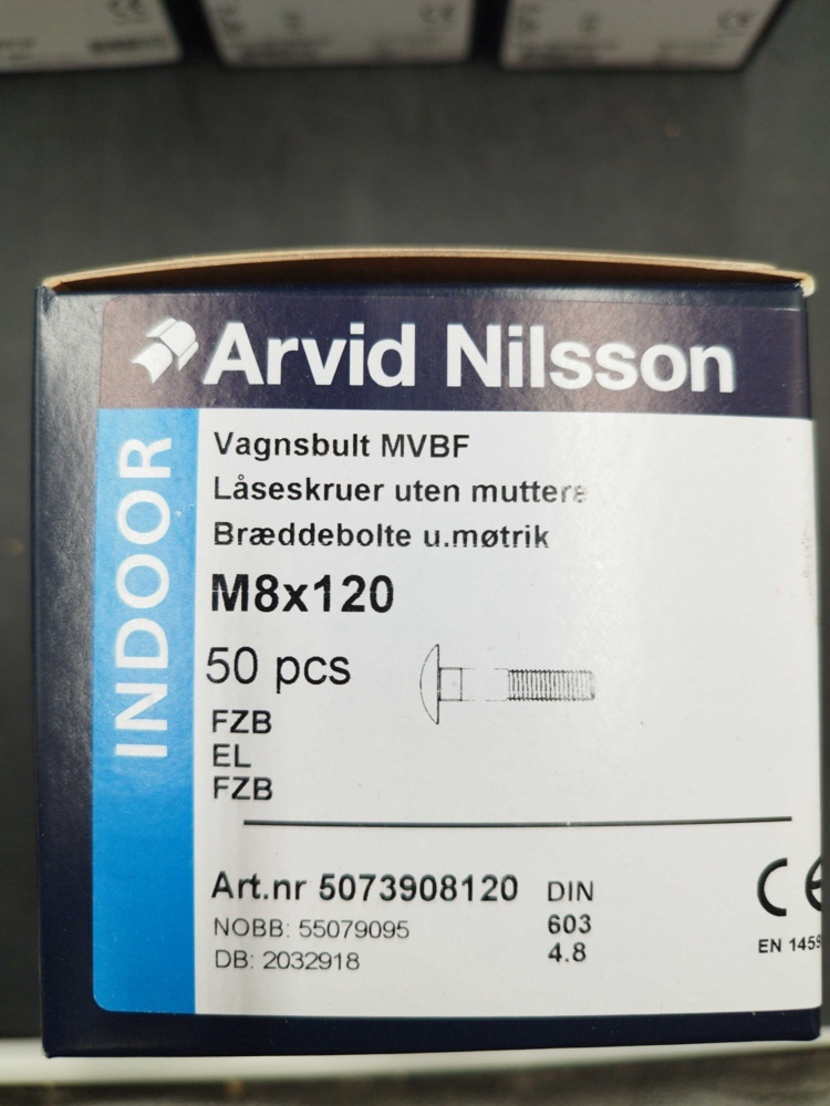 1511642-2 Carriage bolt - 300 pcs. Arvid Nilsson, M8x120, DIN 603