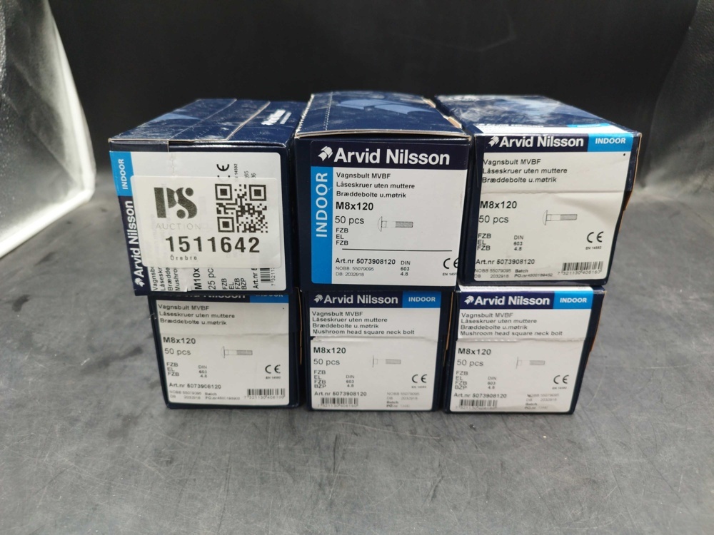 1511642-1 Carriage bolt - 300 pcs. Arvid Nilsson, M8x120, DIN 603