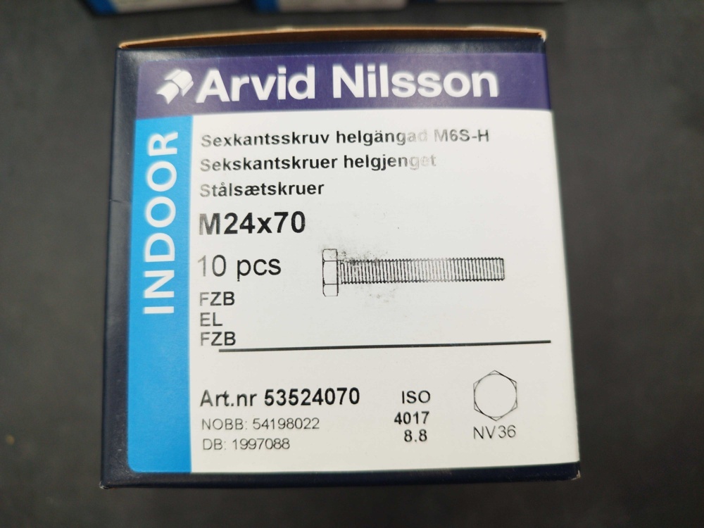 1511644-2 Hexagon head screw - 60 pcs, Arvid Nilsson, M24x70, ISO 4017