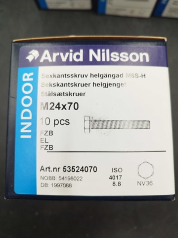 1511645-2 Sexkantsskruv - 60 st, Arvid Nilsson, M24x70, ISO 4017