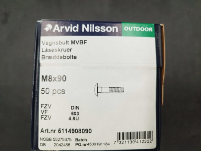 1511647-2 Vagnsbult - 300 st, Arvid Nilsson, M8x90, DIN 603