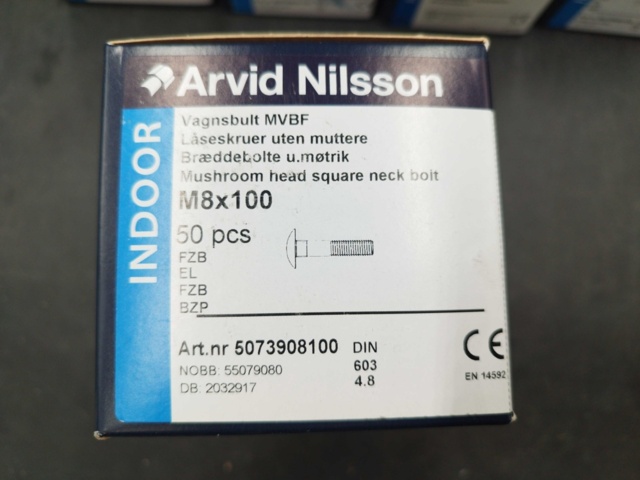 1511649-2 Vagnsbult - 400 st, Arvid Nilsson, M8x100, DIN 603