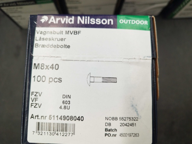 1511654-2 Vagnsbult, 800 st - Arvid Nilsson, M8x40, varmförzinkad