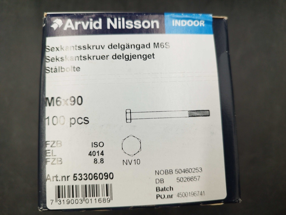 1511664-2 Hexagon screw - 600 pcs, Arvid Nilsson, M6x90