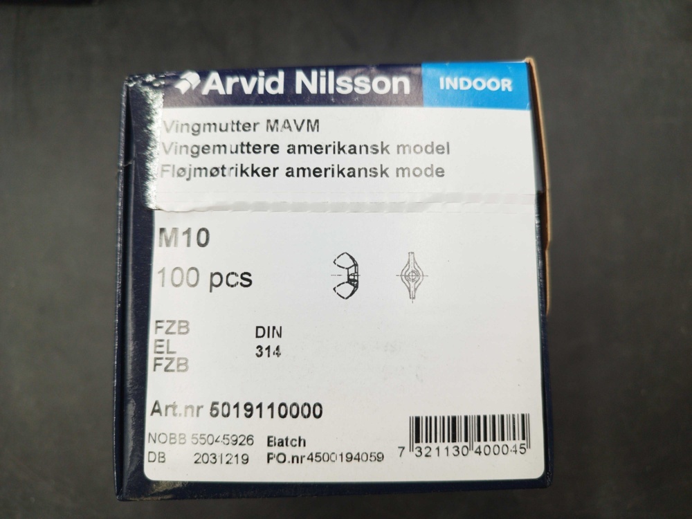 1511673-2 Wing nuts - 600 pcs, Arvid Nilsson, M10, DIN 314